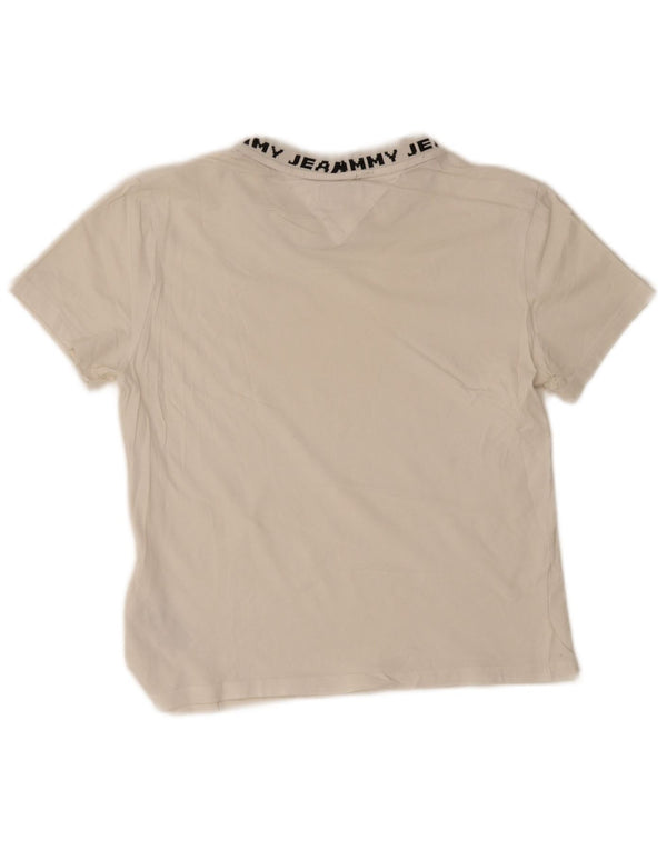 Damska koszulka Crop Graphic Tommy Hilfiger Top UK 12, średnia biała bawełna