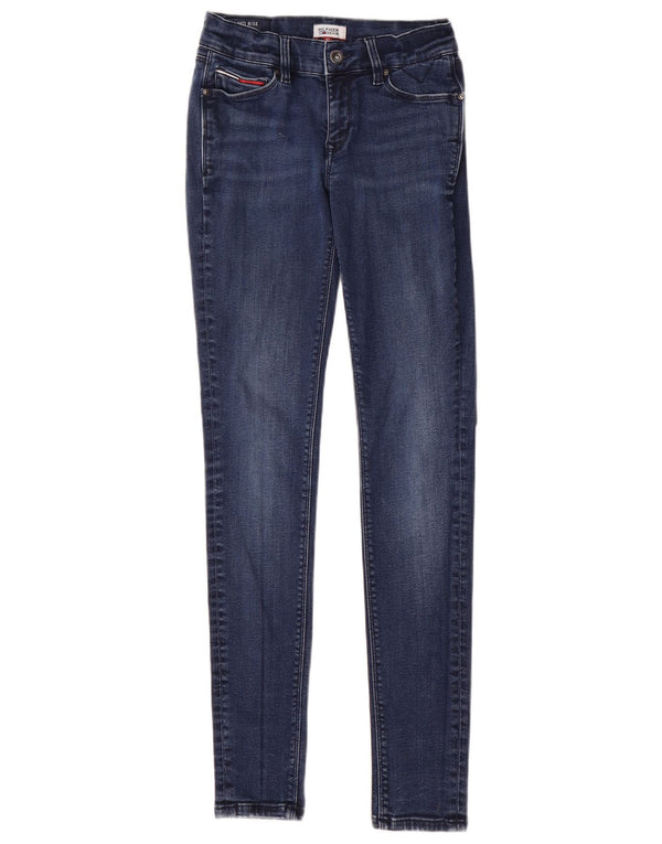 Damskie jeansy skinny ze średnim stanem TOMMY HILFIGER W27 L30 Niebieska bawełna