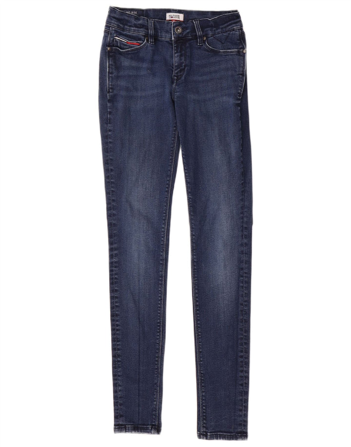 Damskie jeansy skinny ze średnim stanem TOMMY HILFIGER W27 L30 Niebieska bawełna