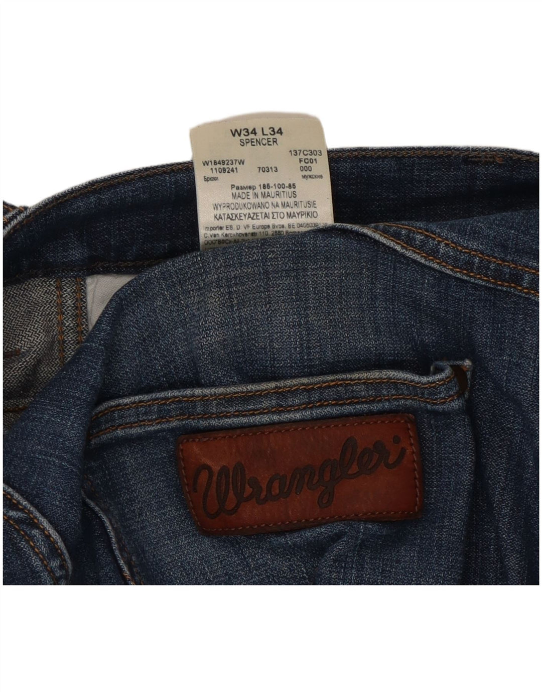 Wrangler Męskie Spencer Straight Jeans W34 L29 Niebieskie bawełniane