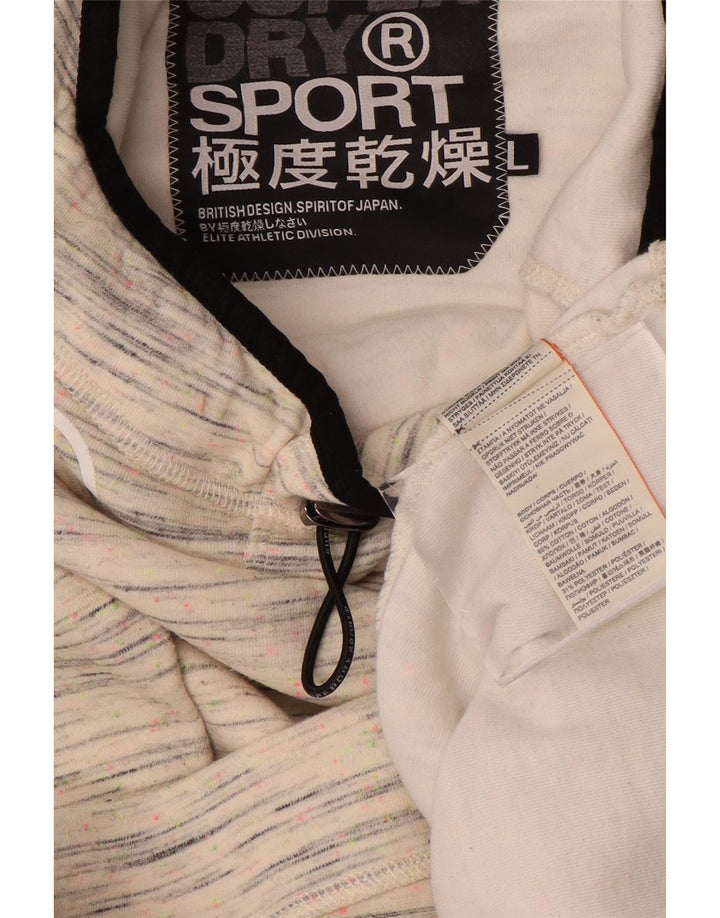 SUPERDRY Damski sweter z kapturem UK 16, duży, z bawełny w kolorze złamanej bieli