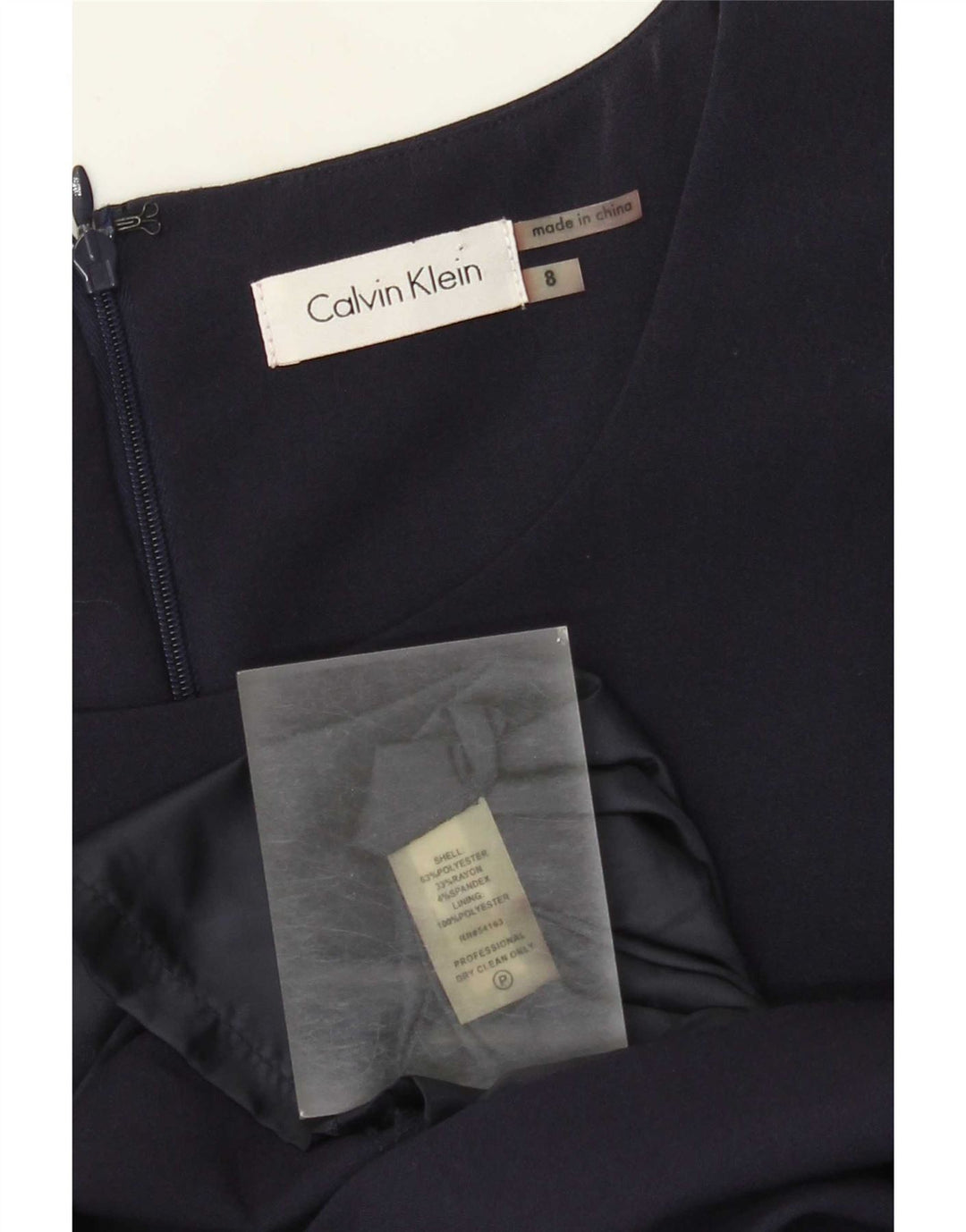 Damska sukienka płaszczowa bez rękawów Calvin Klein US 8, średni granatowy poliester