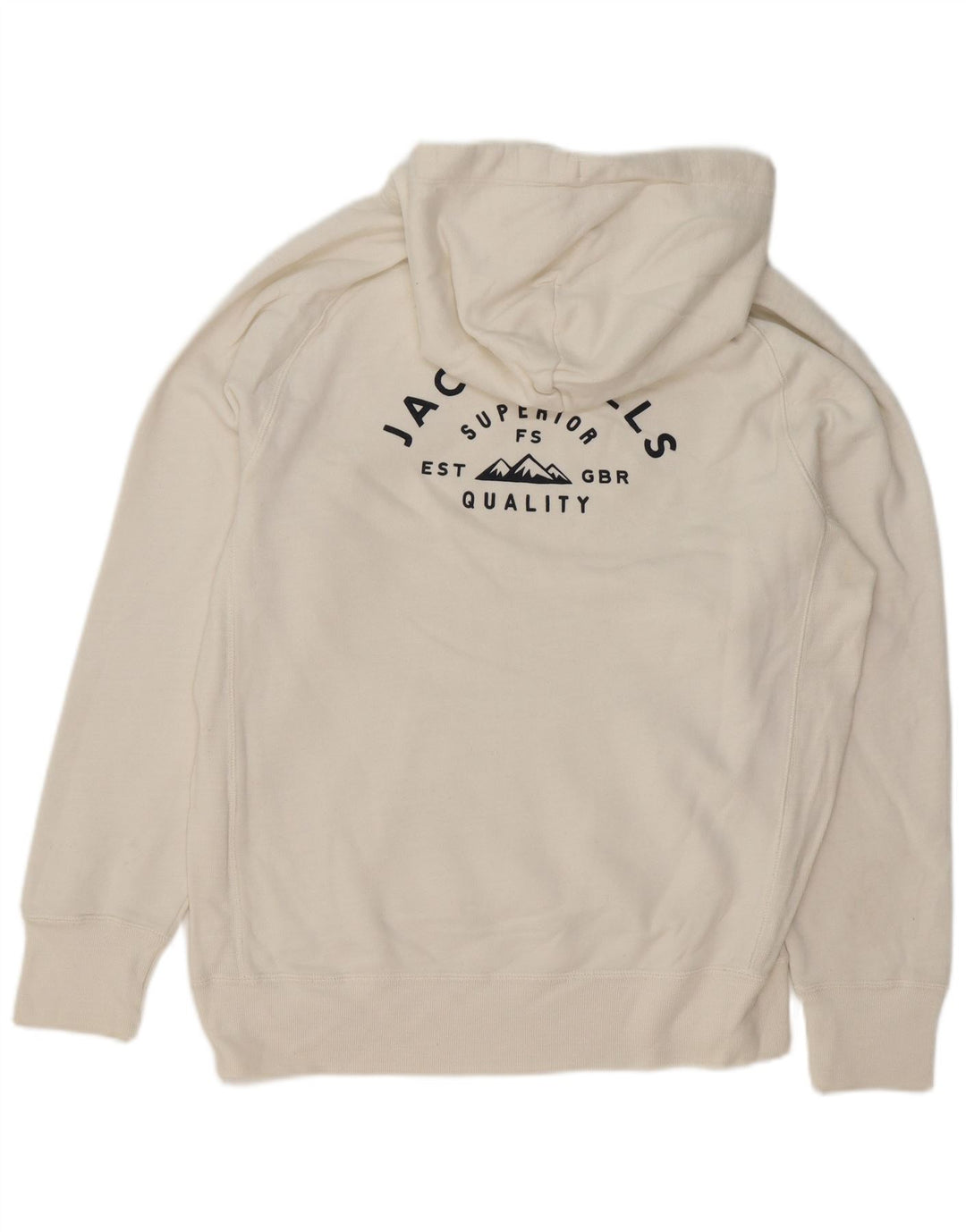 JACK WILLS Mens Graphic Hoodie Jumper Medium White Cotton
