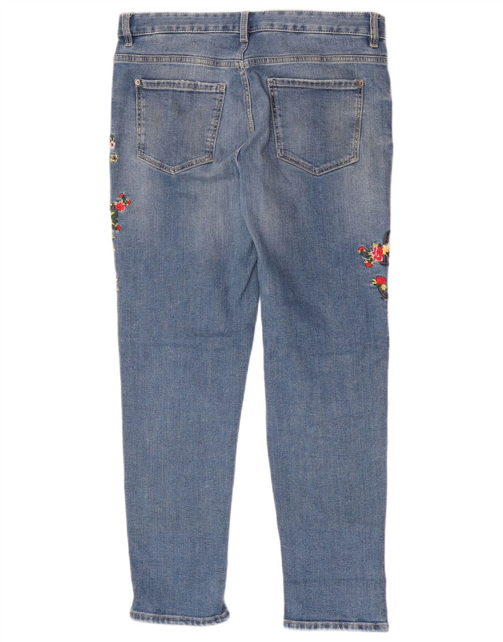 Marks & Spencer Damskie jeansy slim UK 12 Medium W32 L28 Niebieskie kwiaty