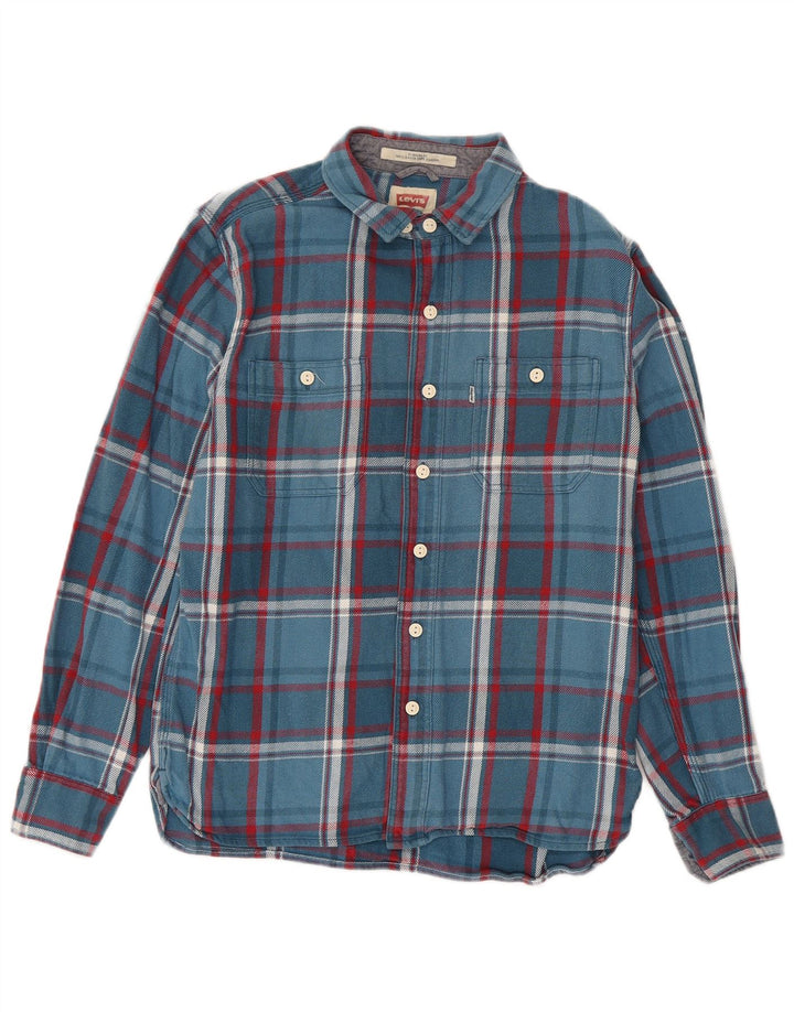 Męska koszula flanelowa Levi's o standardowym kroju, w małą niebieską kratkę