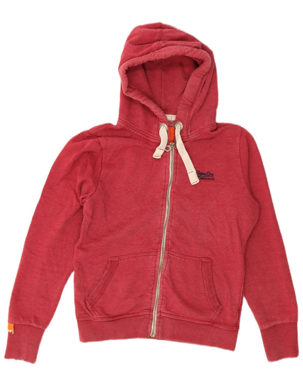 Damski sweter z kapturem i zamkiem Superdry UK 16, duży, czerwony, bawełniany
