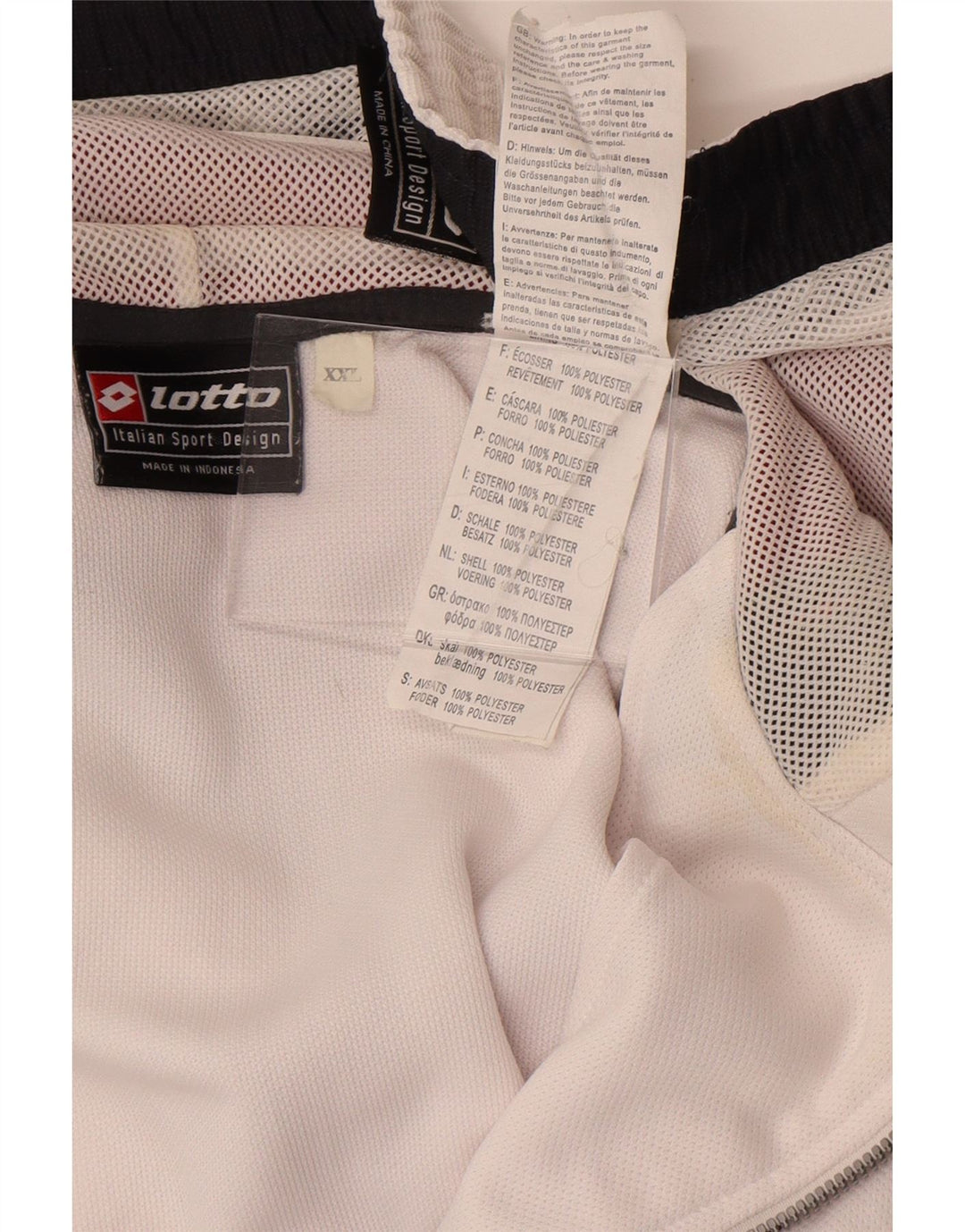 Męski dres Lotto z grafiką, 2XL, biały, poliester z blokami kolorów