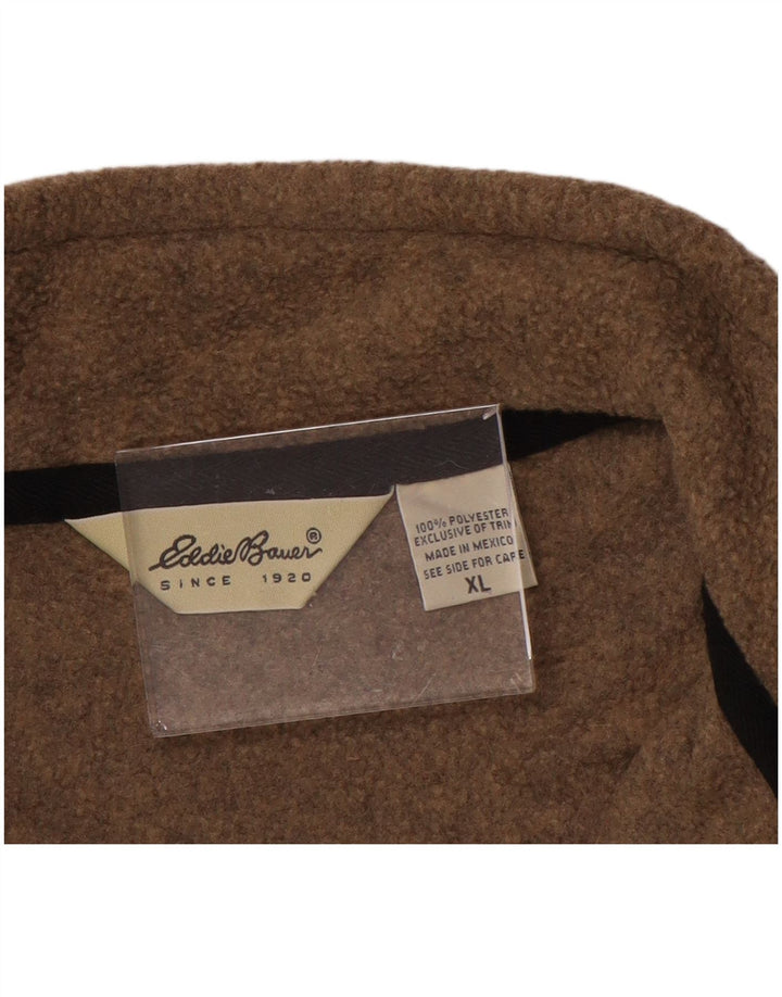 EDDIE BAUER Męski sweter polarowy XL z zamkiem błyskawicznym, brązowy, poliester