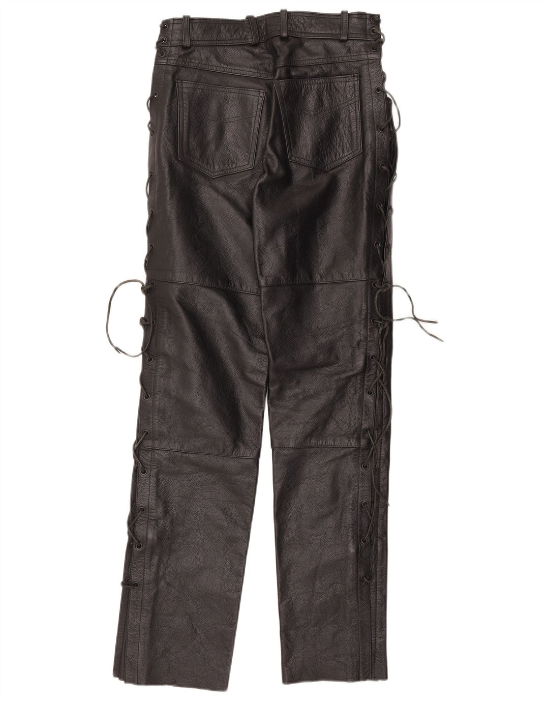 Vintage damskie proste skórzane spodnie IT 42 Medium W30 L32 czarna skóra