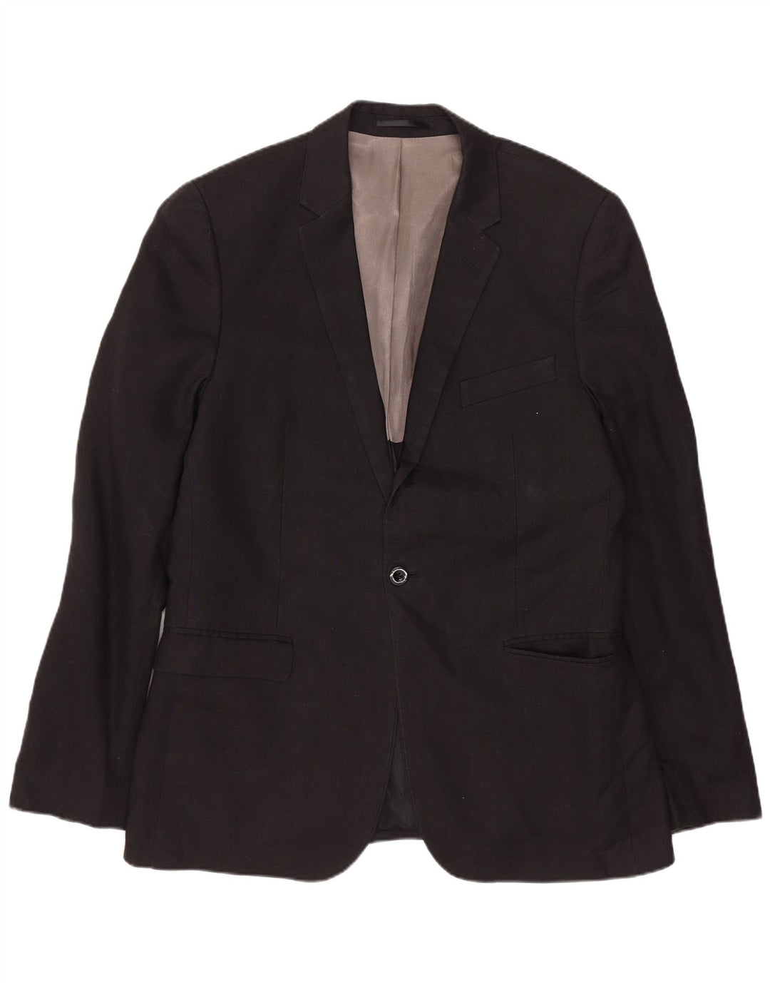 DKNY Męska marynarka slim fit zapinana na 1 guzik, UK 40, duża, czarna wełna