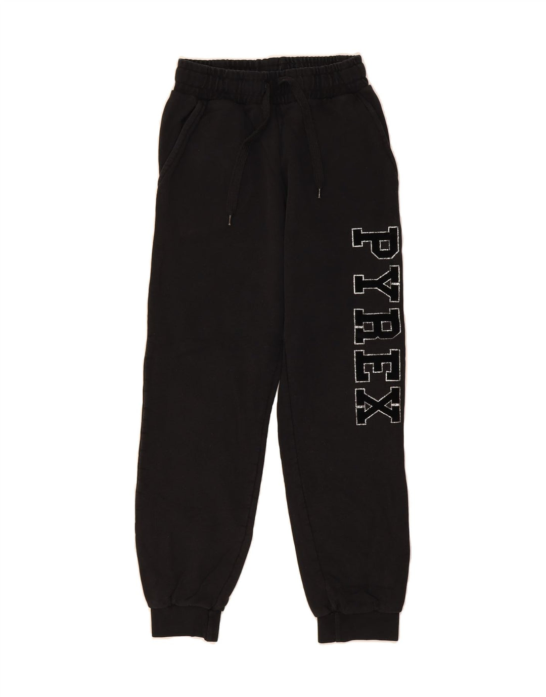 PYREX Womens Graphic Tracksuit Trousers Joggers UK 14 Medium Black Cotton Vintage Pyrex and Second-Hand Pyrex from Messina Hembry 