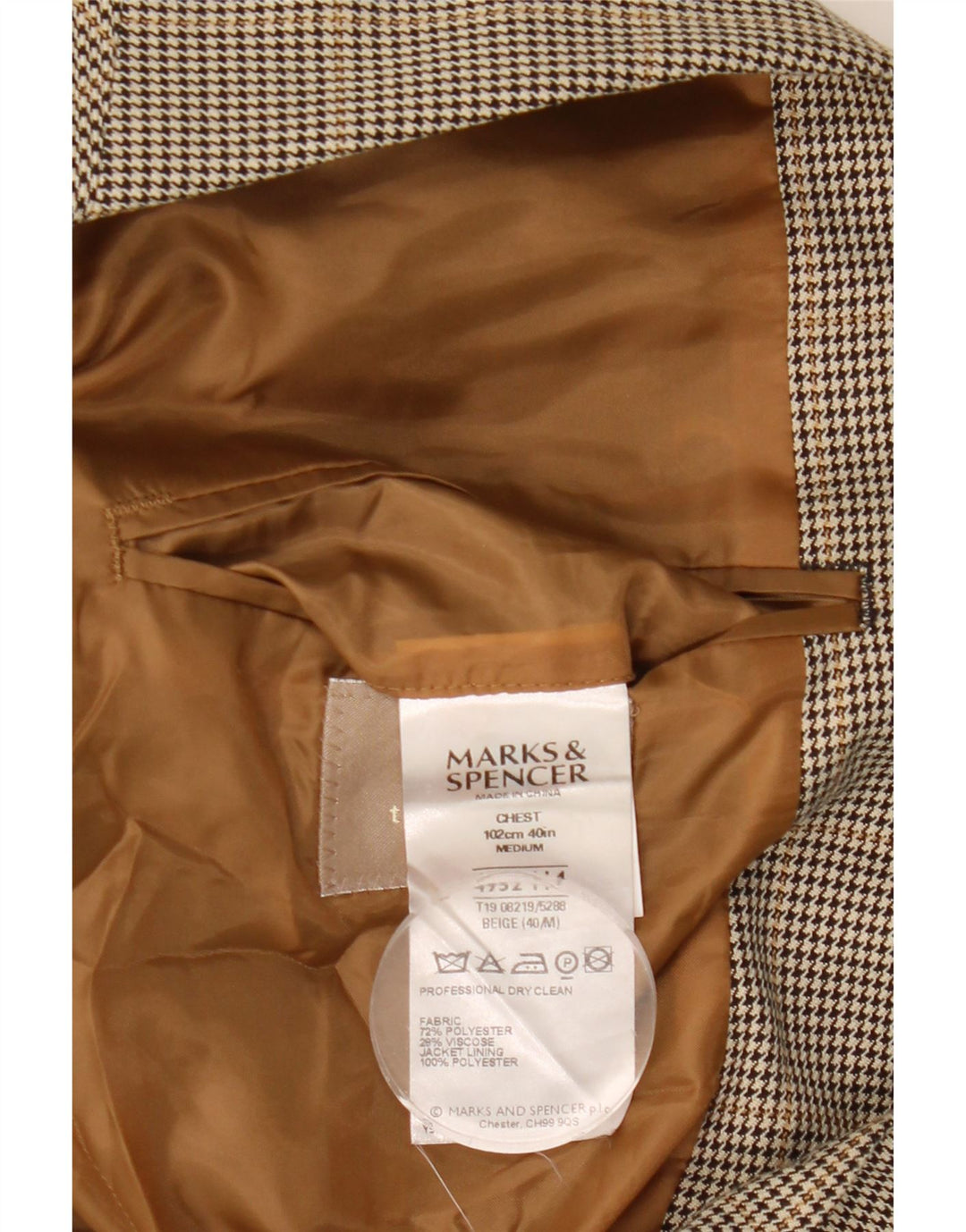 Marks & Spencer Męska marynarka zapinana na 2 guziki UK 40 Średni brąz w pepitkę