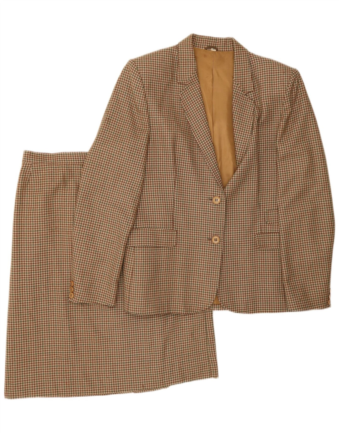 Vintage damski zestaw spódnic zapinanych na 2 guziki IT 48 XL, brązowa pepitka