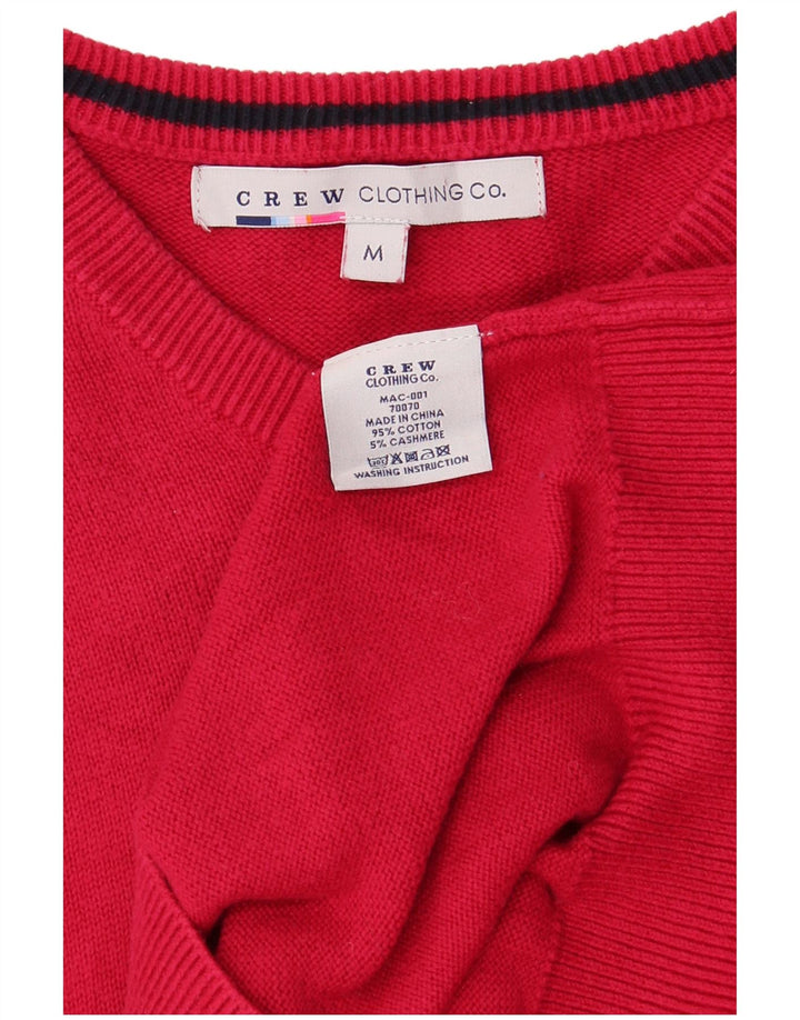 Crew Clothing Męski sweter z dekoltem w kształcie litery V, średnio czerwony, bawełniany