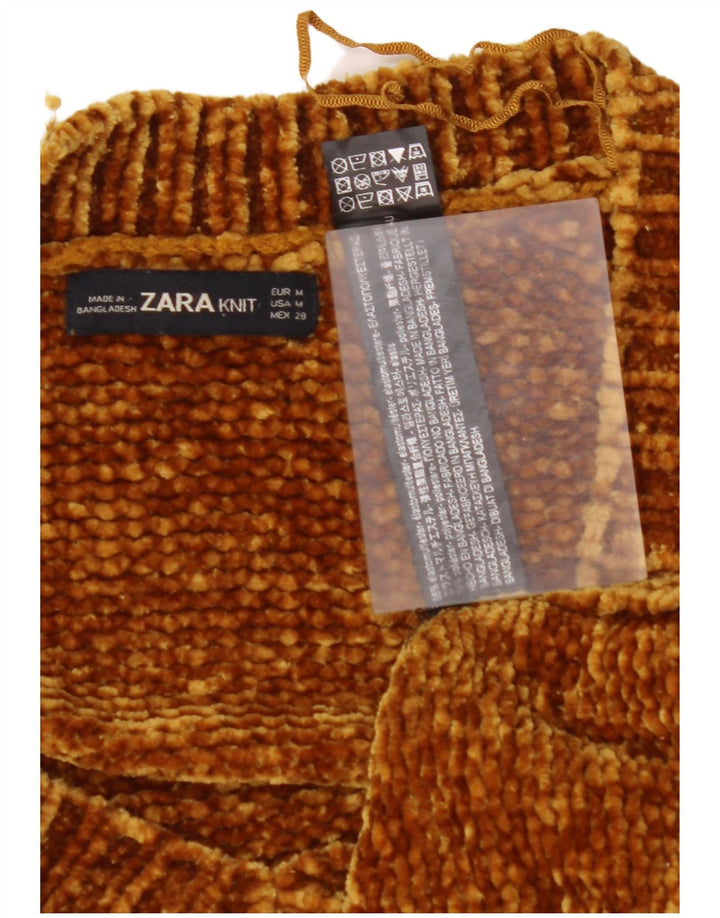 Damski sweter oversize z dekoltem w kształcie litery V ZARA UK 14 Średni brązowy elastomer