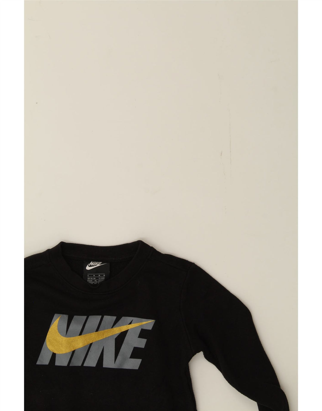 NIKE Girls Graphic Sweatshirt Jumper 5-6 Years Medium  Black Cotton Vintage Nike and Second-Hand Nike from Messina Hembry 