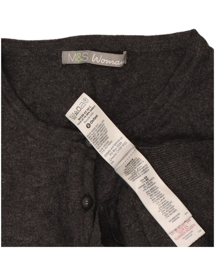 Marks & Spencer Krótki sweter damski UK 14, średnioszary, wiskoza