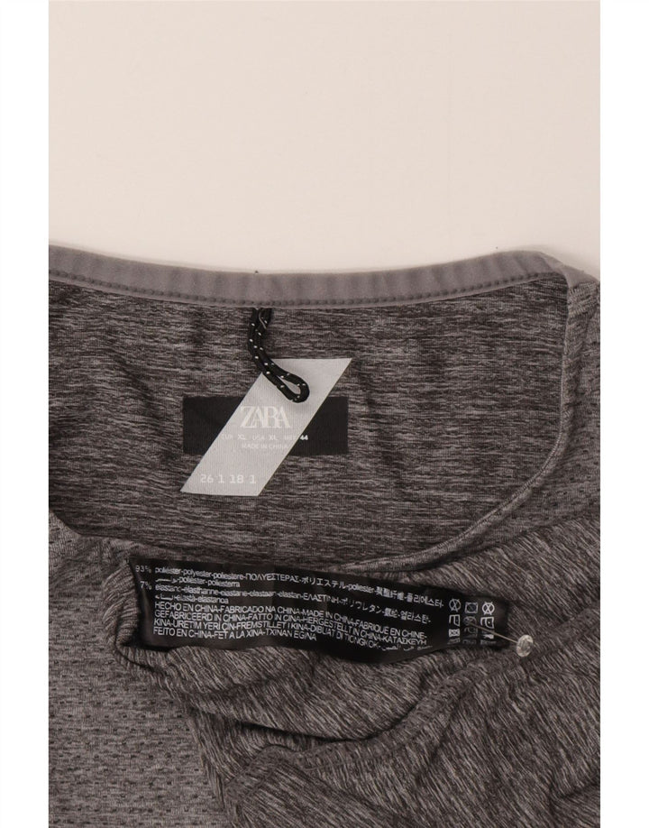 Męski top Zara z długim rękawem XL, szary, poliester