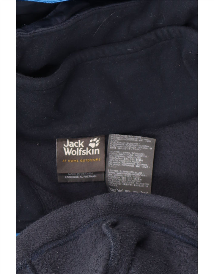 Męska kurtka przeciwdeszczowa Jack Wolfskin z kapturem UK 40, duża, niebieska, poliamidowa