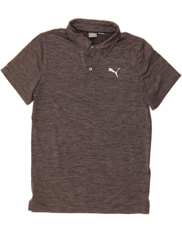 PUMA Boys Polo Shirt 14-15 Years Large Grey Flecked Polyester Vintage Puma and Second-Hand Puma from Messina Hembry 