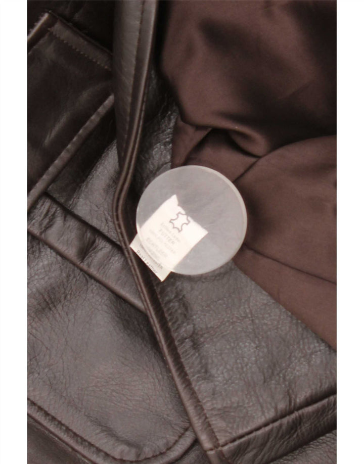 Vintage damski płaszcz skórzany UK 18 XL brązowy