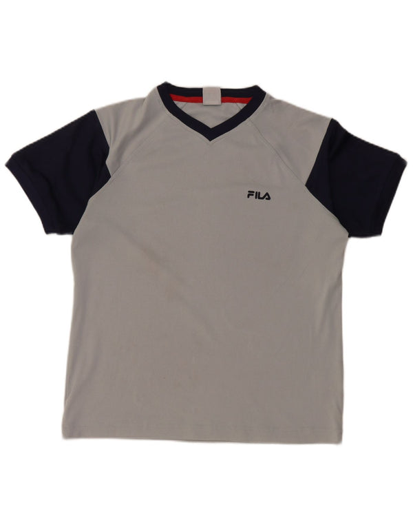 FILA Boys Graphic T-Shirt Top 11-12 Years Medium Grey Colourblock