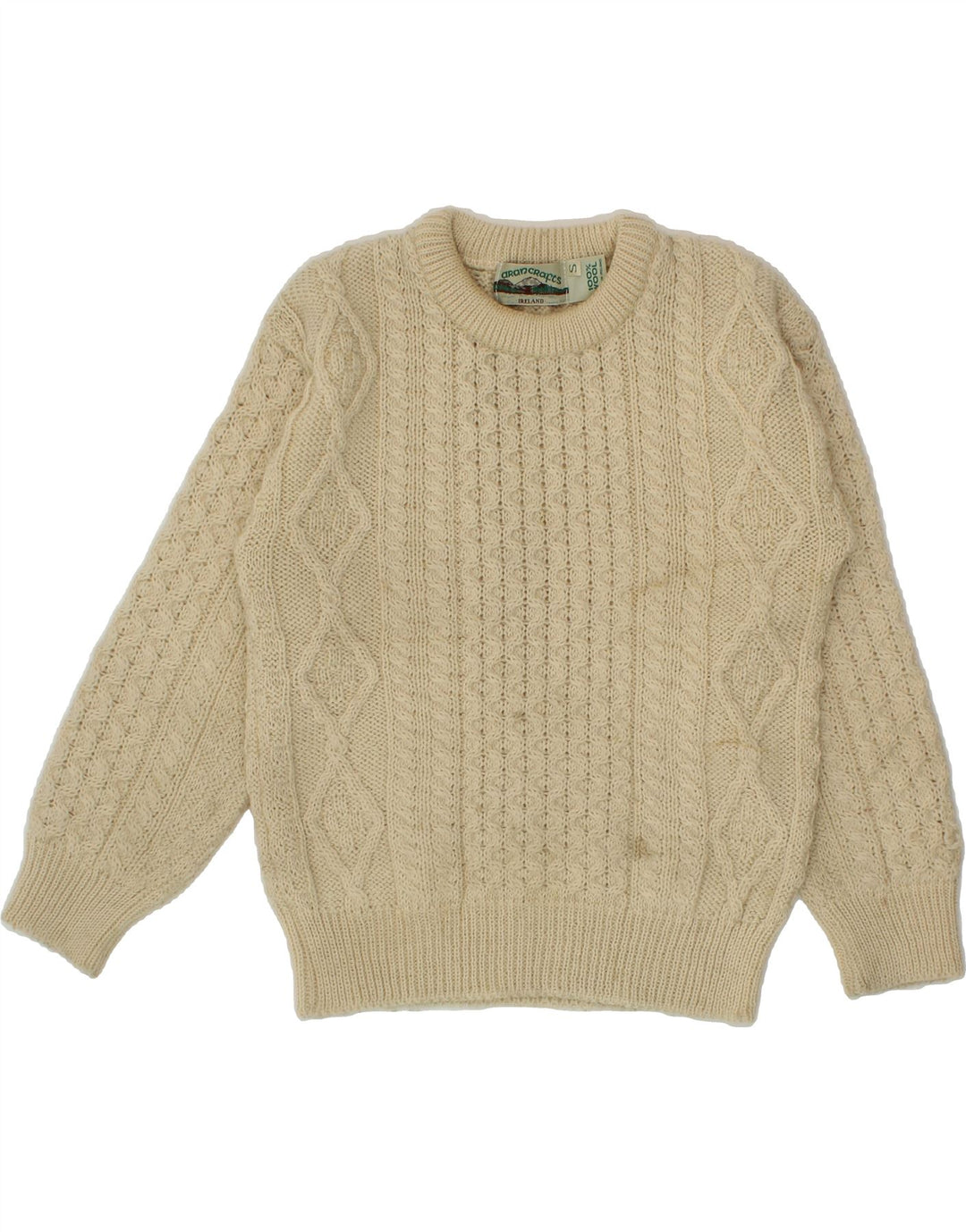 ARANCRAFTS Damski sweter z dekoltem w łódkę UK 10 Small Beżowa wełna