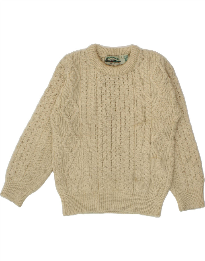ARANCRAFTS Damski sweter z dekoltem w łódkę UK 10 Small Beżowa wełna