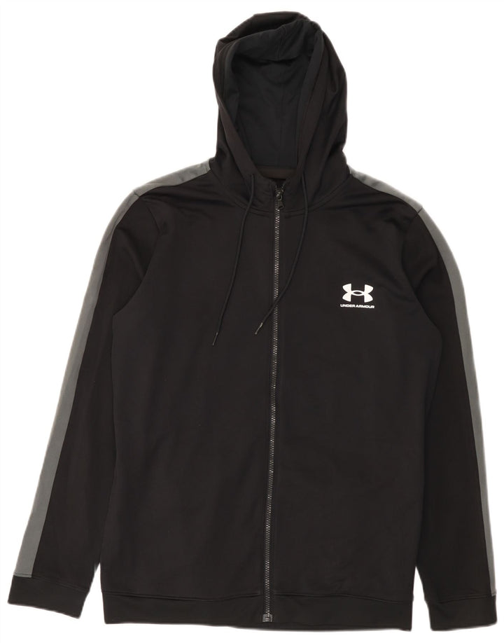 Męski sweter z kapturem i zamkiem Under Armour, poliester w kolorze średniej czerni