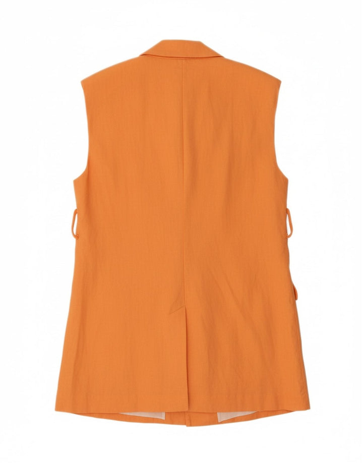 VINTAGE Womens Sleeveless 4 Button Blazer Jacket UK 14 Medium Orange Linen Vintage Vintage and Second-Hand Vintage from Messina Hembry 