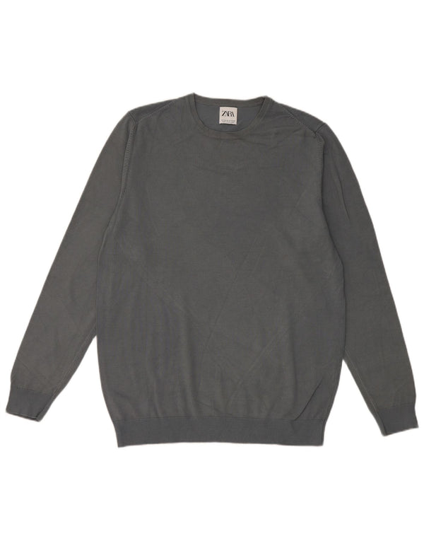 Sweter damski Zara z okrągłym dekoltem UK 14, średnioszara wiskoza