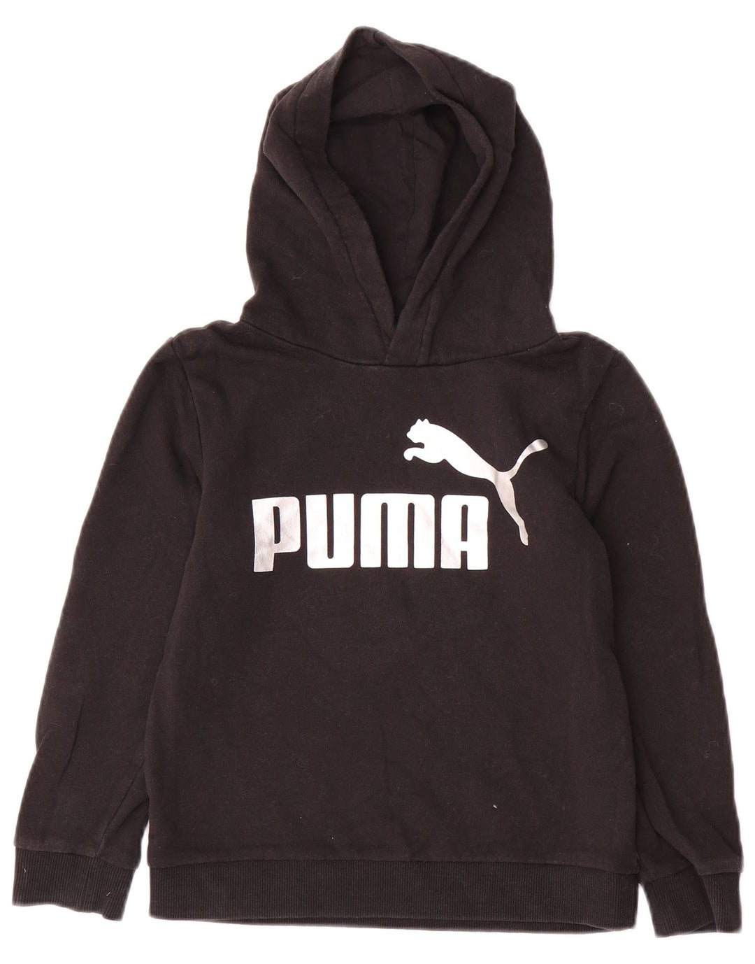 Dziewczęcy sweter z kapturem i grafiką PUMA, 7-8 lat, czarna bawełna