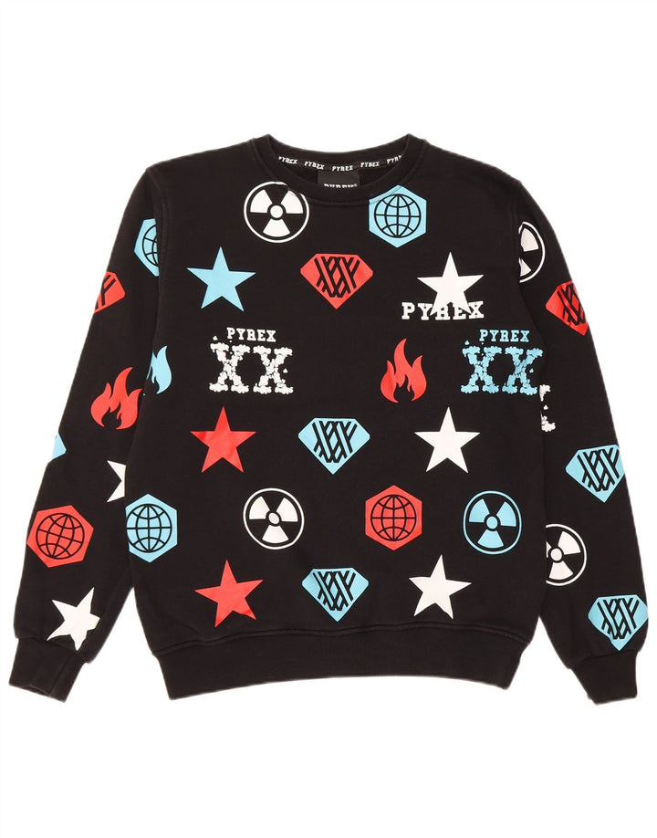 Bluza chłopięca Pyrex z grafiką, 13-14 lat, 2XL, czarna bawełna