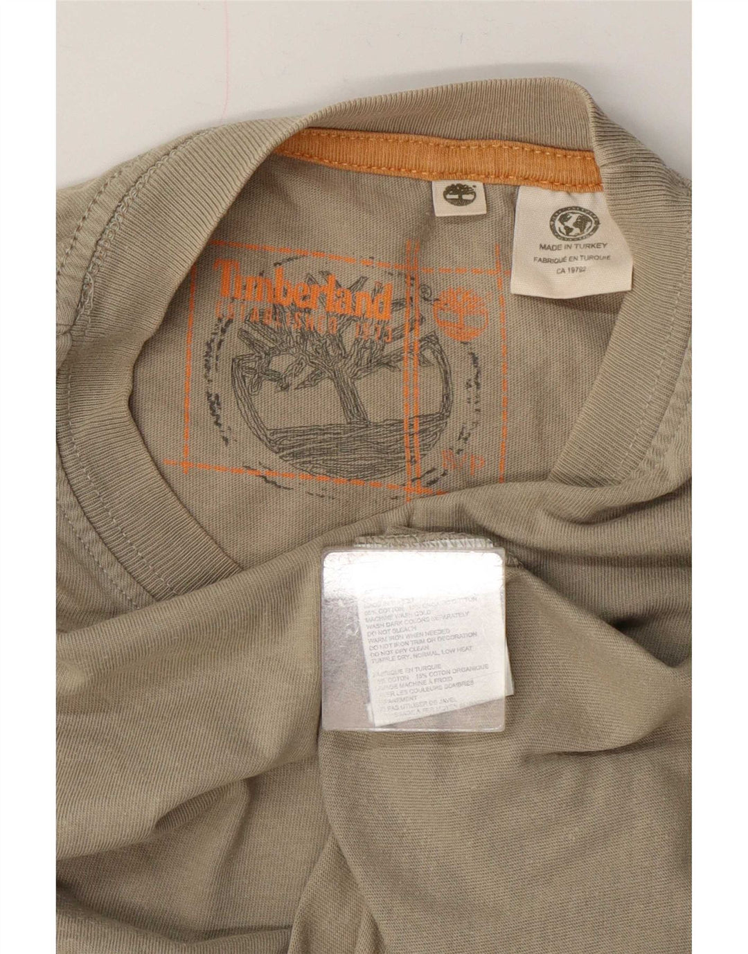 Męski T-shirt z grafiką Timberland, mały, bawełniany khaki