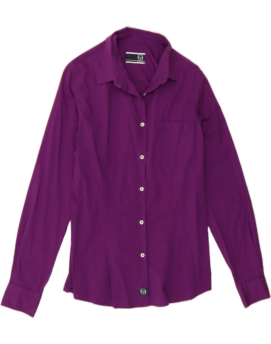 SERGIO TACCHINI Womens Shirt UK 12 Medium Purple Cotton Vintage Sergio Tacchini and Second-Hand Sergio Tacchini from Messina Hembry 