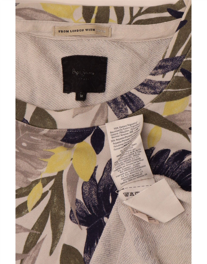Damska bluza oversize PEPE Jeans UK 14, średnia, w kolorze złamanej bieli, w kwiaty