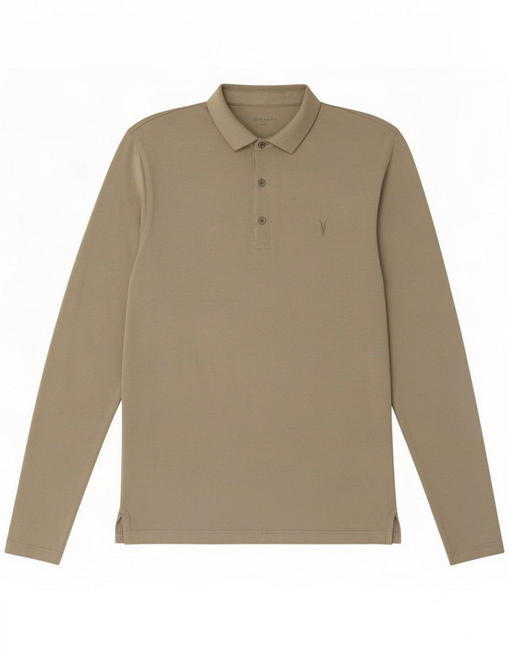 Męska koszulka polo All Saints, mała, beżowa, bawełniana