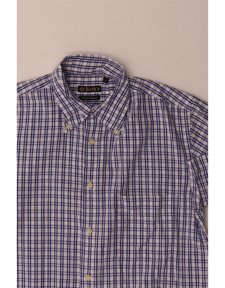 Koszula męska z krótkim rękawem i klasycznym krojem Dack's, bawełniana w średnią niebieską kratkę
