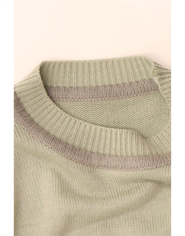 Sweter damski VINTAGE z golfem UK 16, duży, zielony nadruk zwierzęcy