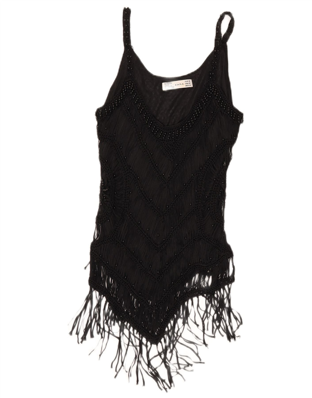 Damski top na ramiączkach Zara UK 12, średni czarny sztuczny jedwab