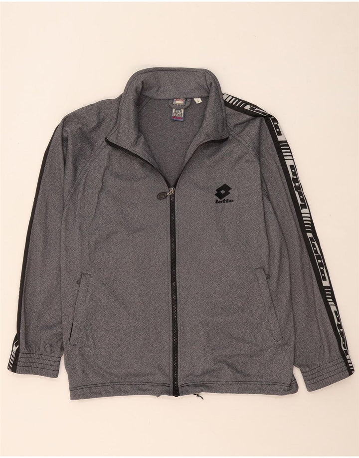 Męska kurtka dresowa z grafiką LOTTO, mała, szara, nakrapiana poliester
