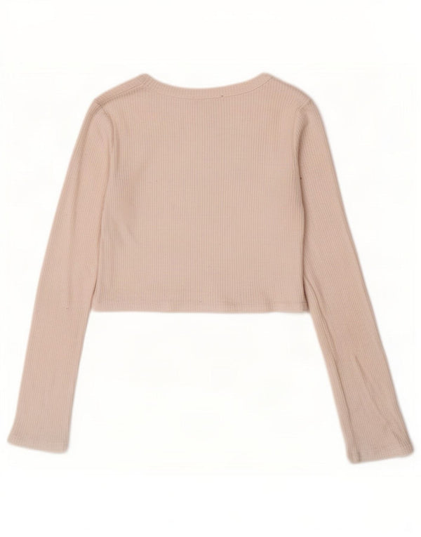Damski krótki top Zara z długim rękawem UK 8 Small, biała wiskoza