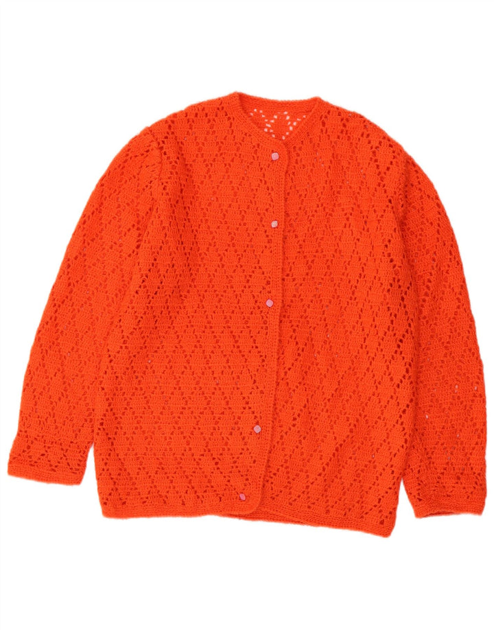 Sweter damski na szydełku w stylu vintage, UK 14, średni pomarańczowy