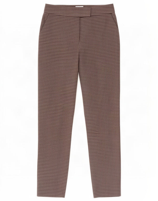 Damskie zwężane spodnie Chino Warehouse UK 8 Small W28 L28 Brązowa kratka