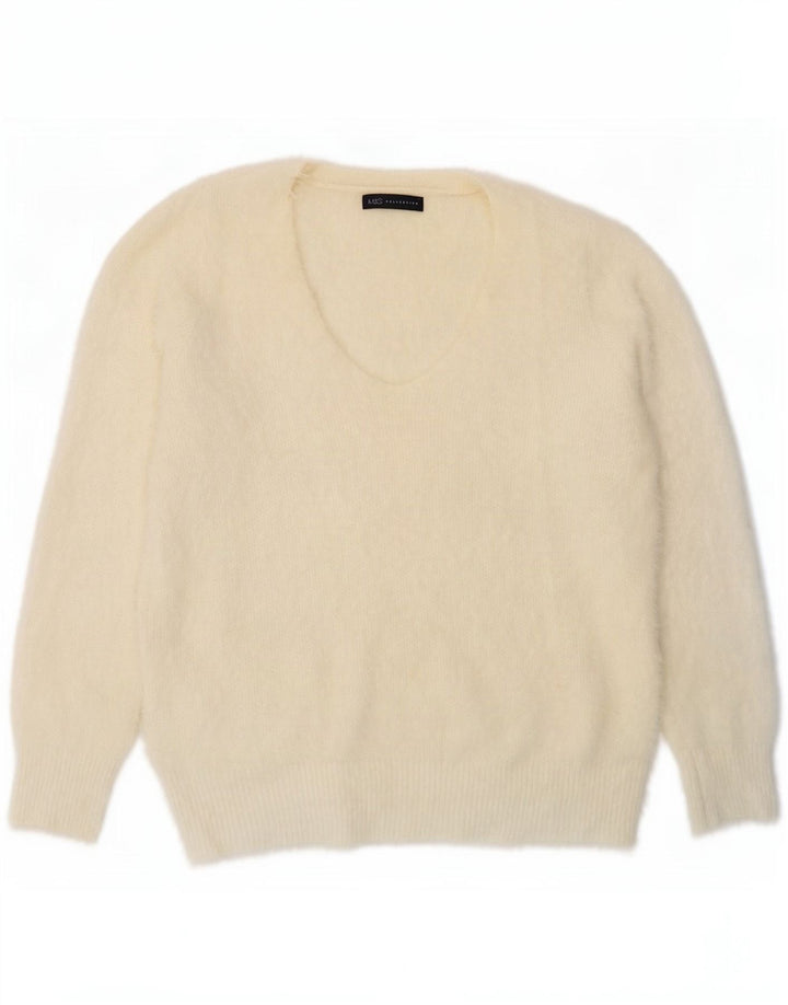 Marks & Spencer Damski sweter z dekoltem w kształcie litery V, UK 16, duży w kolorze złamanej bieli