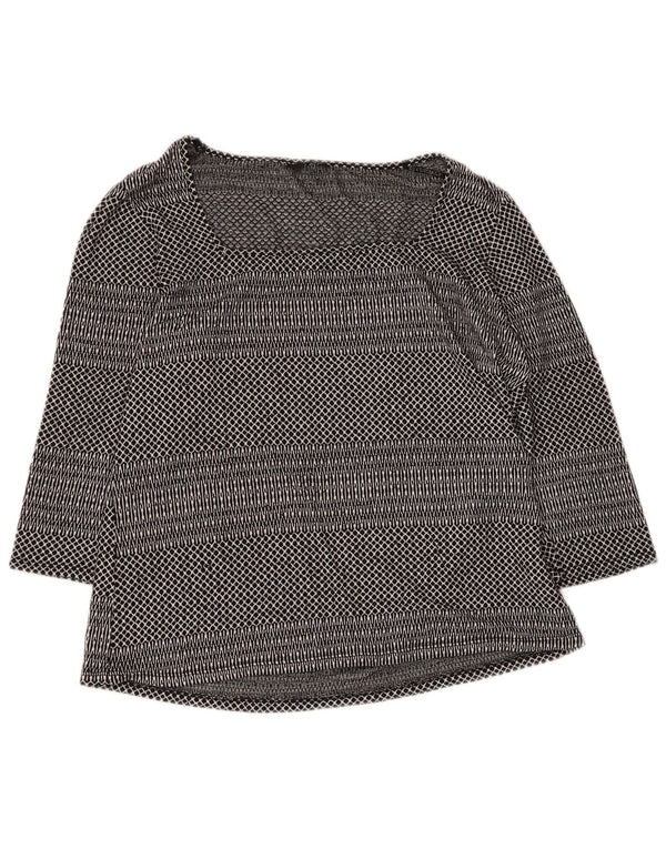Damski top M&Co z rękawem 3/4, UK 18 XL, czarna, geometryczna wiskoza