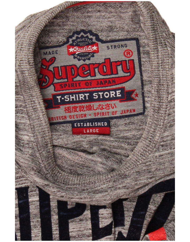 Męski T-shirt Superdry z grafiką, duży, szary, nakrapiany
