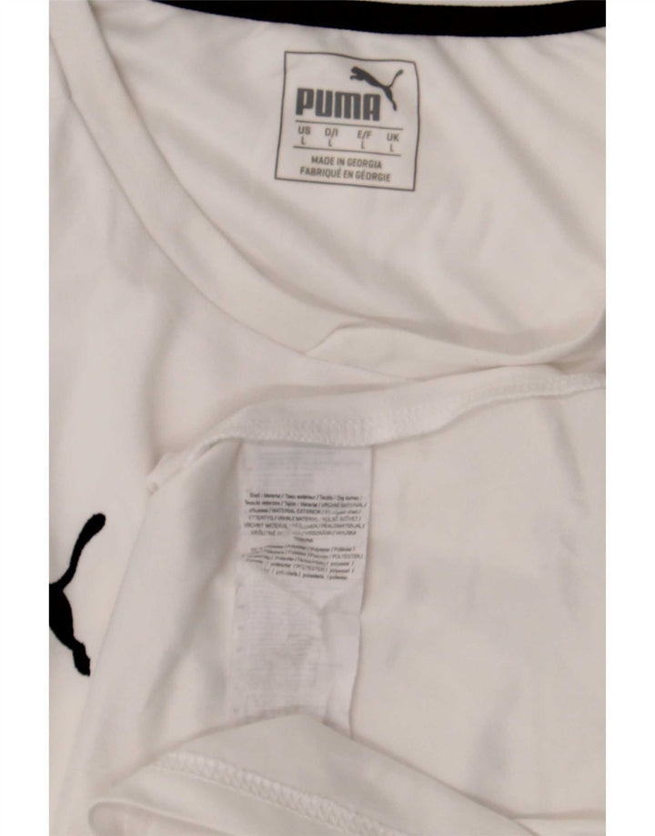 Męski T-shirt Puma, duży, biały, poliestrowy blok kolorów