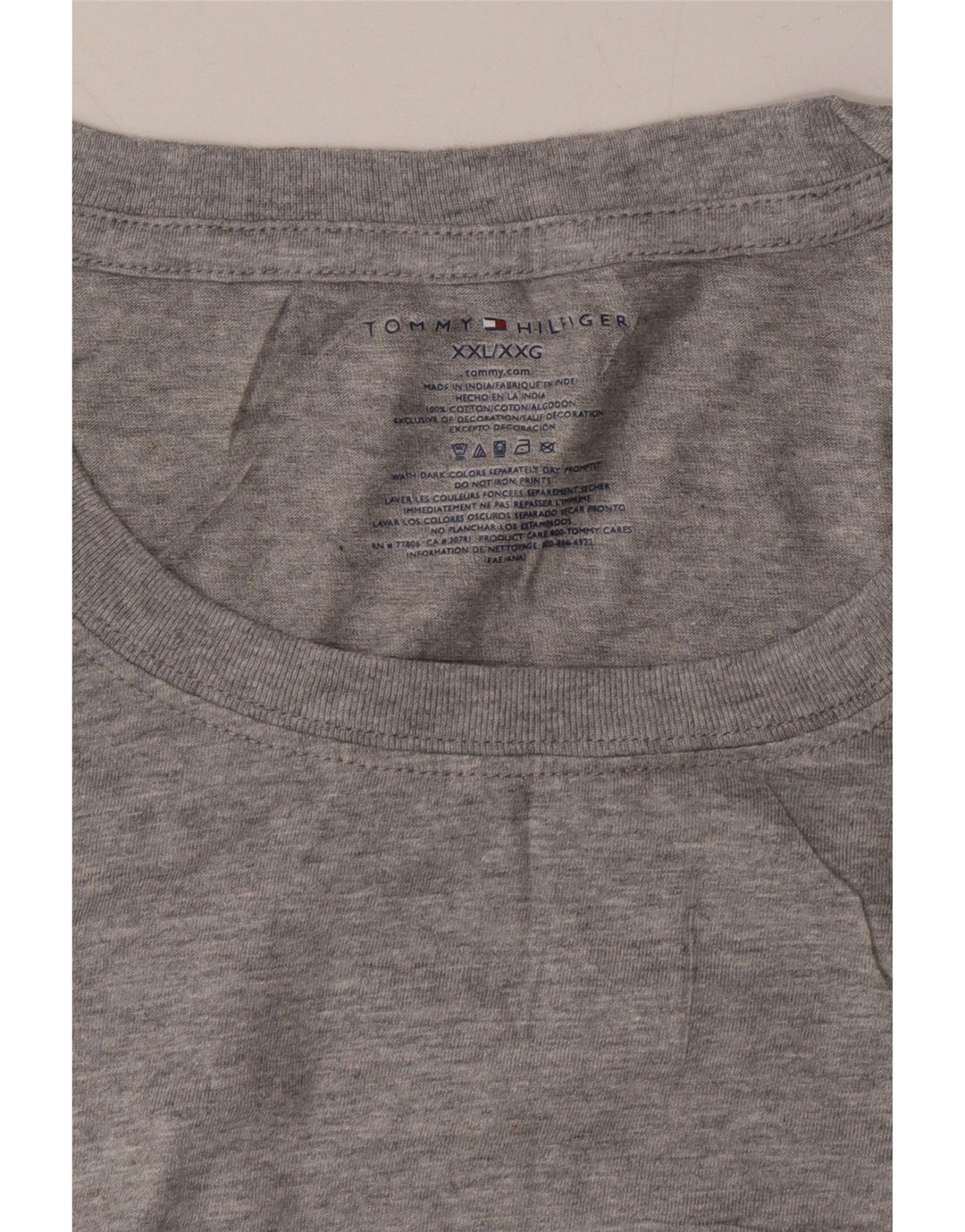 TOMMY HILFIGER Mens T-Shirt Top 2XL Grey Cotton Vintage Tommy Hilfiger and Second-Hand Tommy Hilfiger from Messina Hembry 