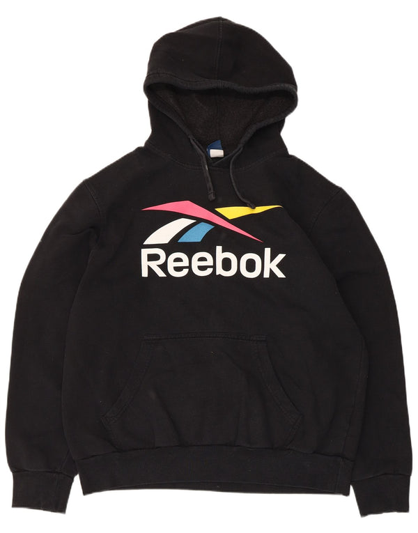 Damski sweter z kapturem Reebok Graphic UK 16, duży, czarny, bawełniany